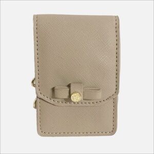 Anne Klein Saffina Leather ID Holder Gold Toned  Hardware Chain with Fastener